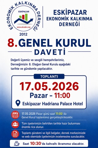 EKODER 8. OLAĞAN GENEL KURULUNA DAVET